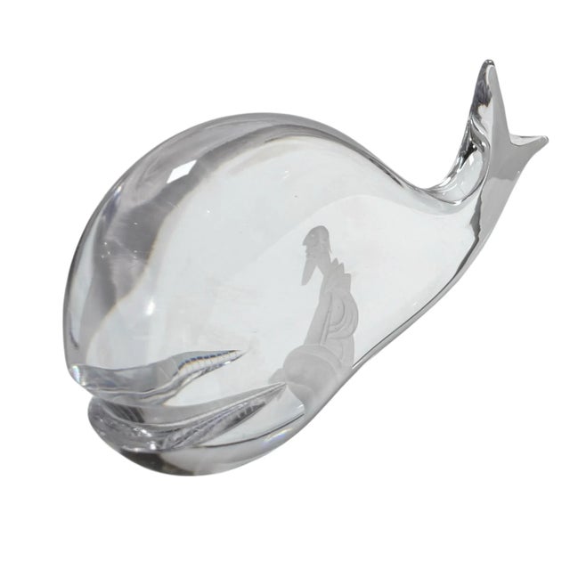 1960s Modern Kosta Boda Jonah and the Whale Crystal Fish Sculpture For Sale - Image 5 of 5