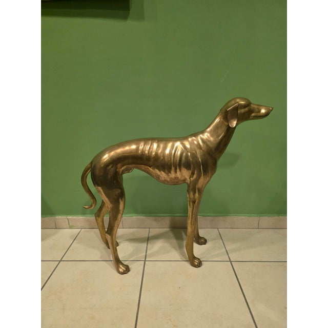 Brass Greyhound Elegant sculpture crafted from a single cast brass, depicting a life-size greyhound. Highly decorative...