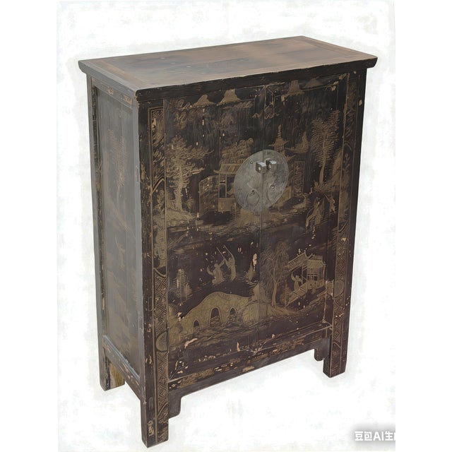 Chinese Chinoiserie-Style Landscape Cabinet For Sale - Image 4 of 6