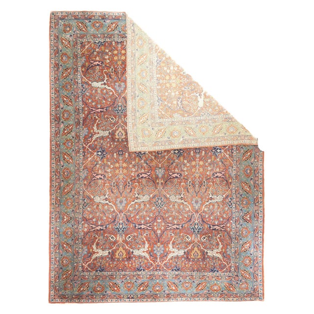 Late 18th Century Fine Antique Persian Tehran Rug 8'8'' X 11'10'' For Sale - Image 5 of 12