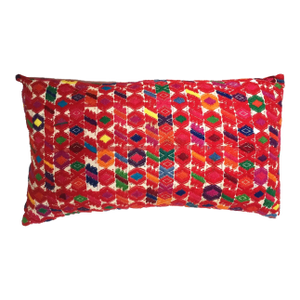 Boho Tribal Hand Embroidered Decorative Pillow 23.5" W