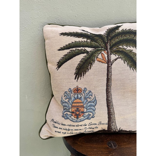 Spanish Revival Vintage Tropical Palm Tapestry & Velvet Throw Pillows Cushions, Set of 3 — Coastal Boho For Sale - Image 3 of 11