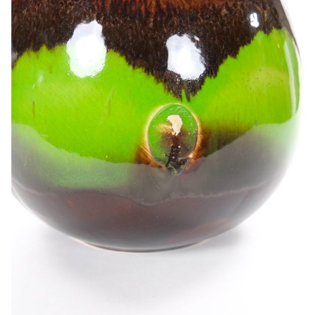 Mid-Century West German Glazed Porcelain Vase Red, Green & Brown 8.5" Tall For Sale - Image 10 of 11
