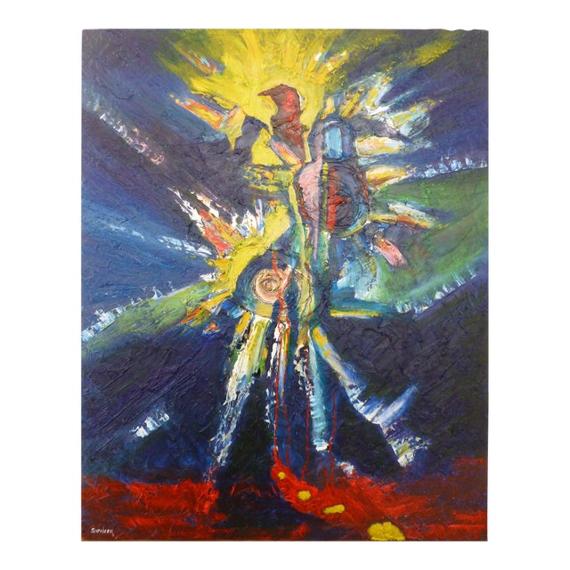 "Rio" Colorful Expressionistic Oil and Acrylic Painting by Scott Spencer For Sale