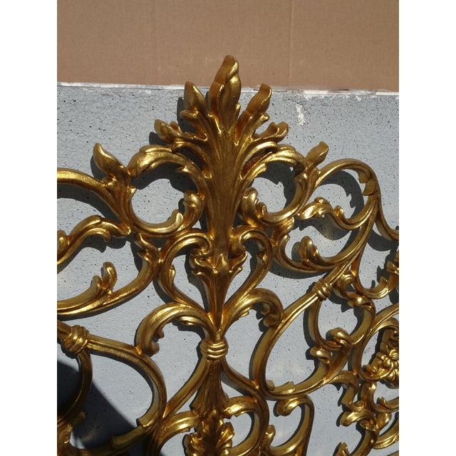 Metal Rococo Style King Size Iron Scrolled Headboard Metallic Gold Italian Headboard For Sale - Image 7 of 13