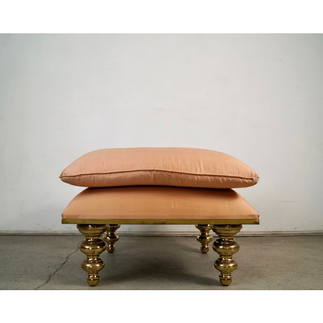 1980s 1980’s Hollywood Regency Brass Ottoman / Stool For Sale - Image 5 of 12