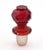 Vintage ruby red faceted glass stopper featuring an octagonal cut head and a frosted dauber. Good condition with surface...