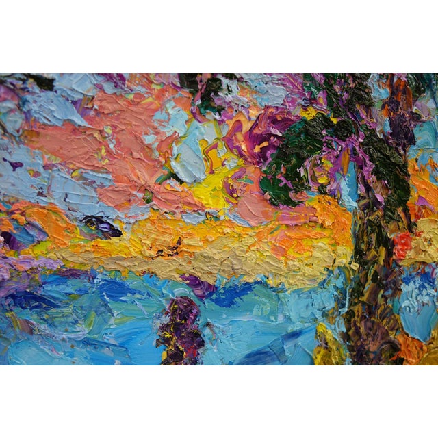 Abstract Expressionism Late 20th Century Original Acrylic on Board – Abstract Impressionist Beach Scene For Sale - Image 3 of 5