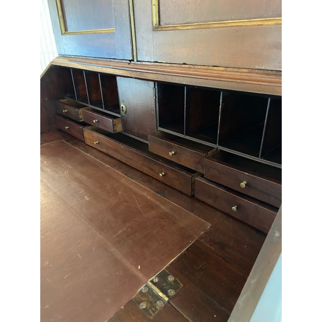 18th Century English Made in England Chippendale Mahogany Secretary Desk With Leather Top For Sale - Image 6 of 12