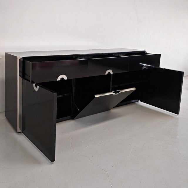Bar Sideboard in Black Laminate and Chrome by Mario Sabot, 1970s For Sale - Image 17 of 18