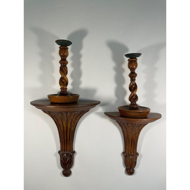 1950s Vintage Italian Wooden Wall Shelf Brackets - A Pair For Sale - Image 12 of 12