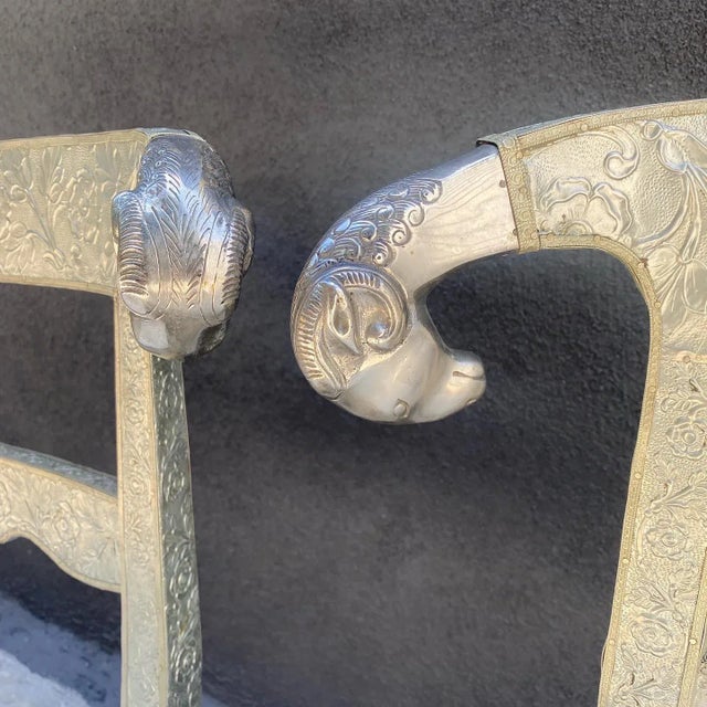 1990s Vintage Anglo Indian Floral Embossed Rams Head Dowry Chairs - a Pair For Sale - Image 10 of 11