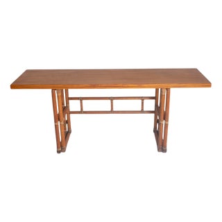 Vintage McGuire Bamboo Table with Expandable Wooden Top, 1970s For Sale