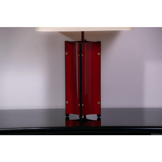 Sculptural Red Metal Table Lamp with D-Lamp Shade, 1980s For Sale - Image 3 of 9