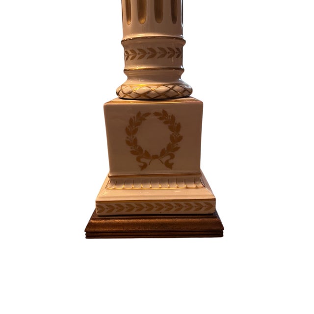 1970s Pair of Corinthian Column Lamps With Glass Shades. For Sale - Image 10 of 11