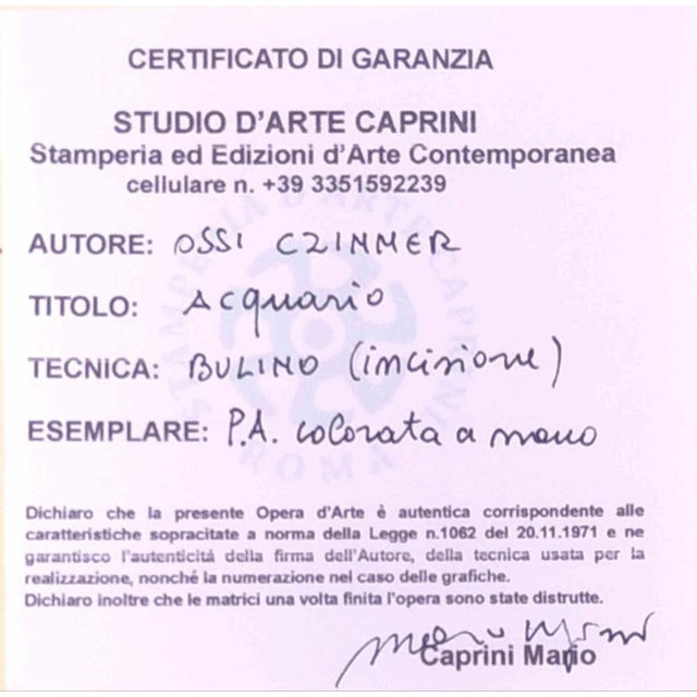 Burin engraving on Magnani-Pescia paper. Paper size 39cmx29,5cm, work size 22cmx17,5cm. Excellent condition, no defects....