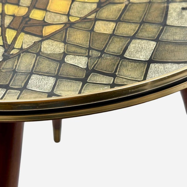 Vintage Italian Tripod Table with Mosaic Laminate Top, 1950s For Sale - Image 12 of 16