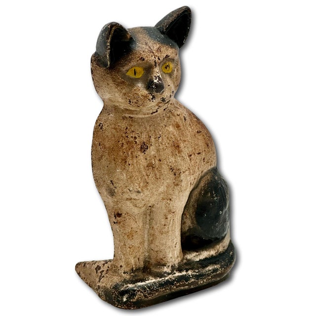 Very Rare Model Vintage 1930s "Wedge" Type Cast Iron Sitting Cat Doorstop by Spencer Guillford For Sale In Boston - Image 6 of 18