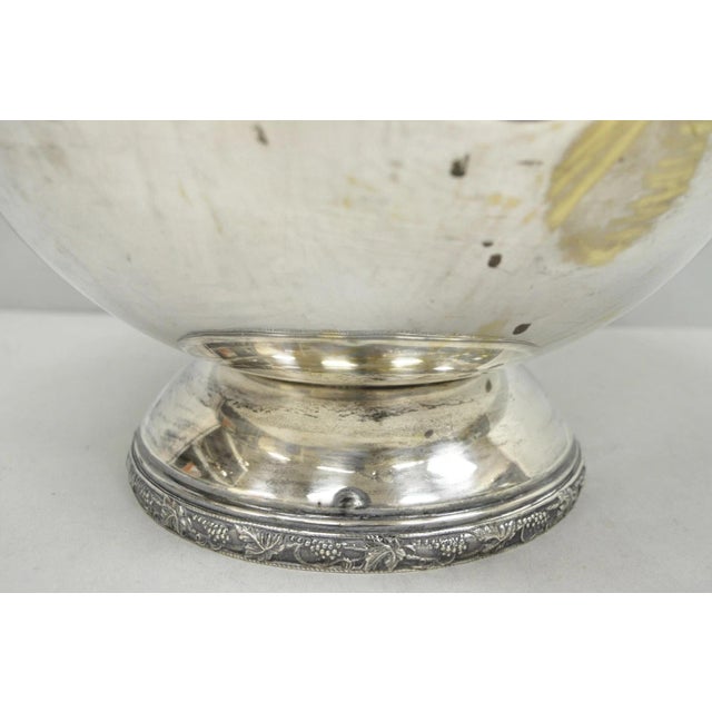 Vintage Victorian Silver Plated Footed Twin Handle Punch Bowl Set W/ 12 Cups For Sale - Image 12 of 18