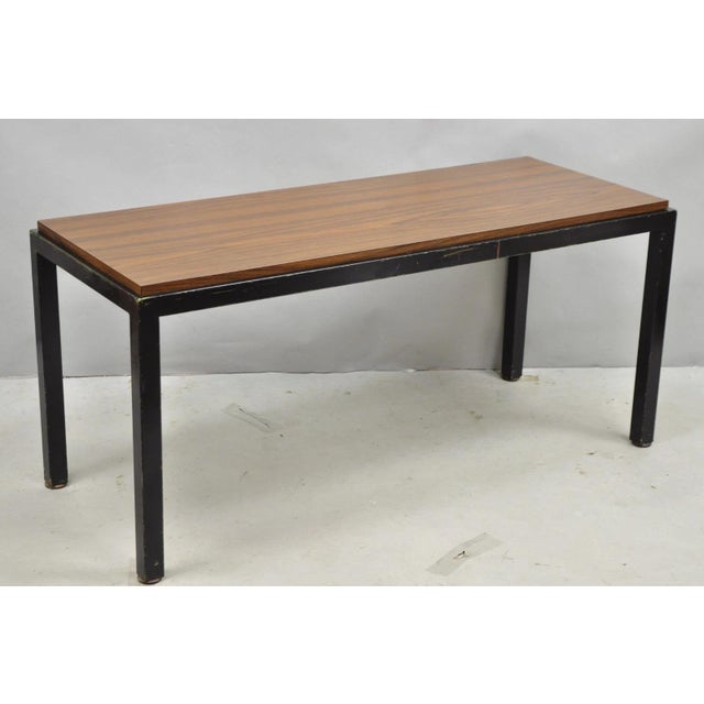Vintage Mid Century Modern Steel Metal & Faux Rosewood Laminate Coffee Table For Sale - Image 14 of 14