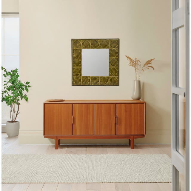 1970s Square Ceramic Mirror, 1970s For Sale - Image 5 of 6