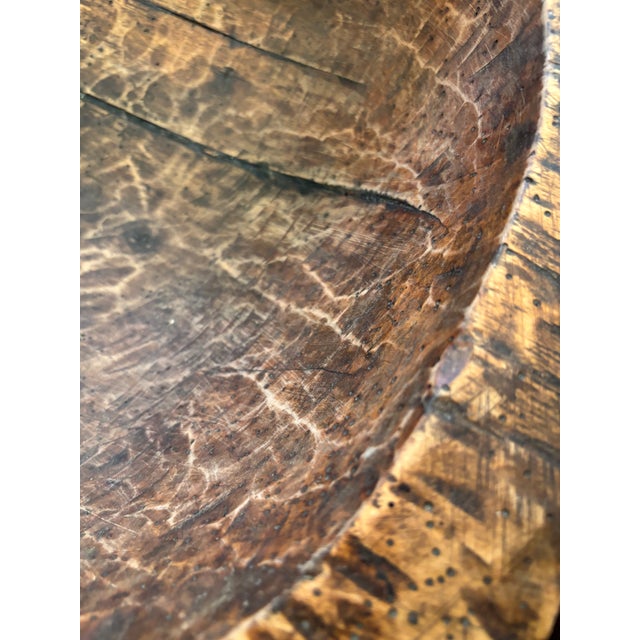 40-Inch Antique Mid-19th Century European Primitive Hand-Hewn Beech Wood Dough Bowl For Sale - Image 13 of 17