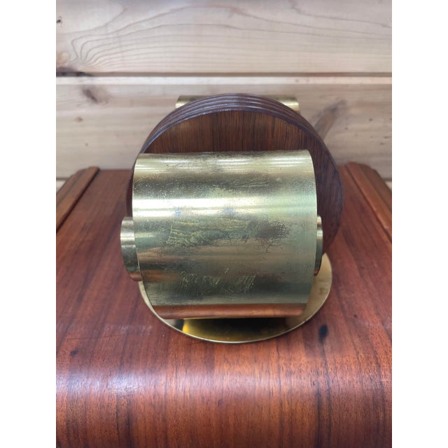 Art Deco 1930's Art Deco Twin Scroll Brass and Walnut Bookend For Sale - Image 3 of 6