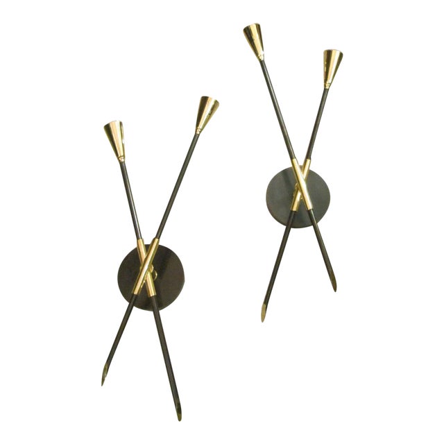 Bespoke Brass and Bronze Sconces Inspired by Midcentury Design - a Pair For Sale