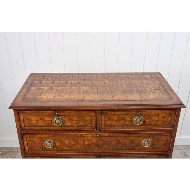 Wood 18th Century Large English Oyster Cut Chest of Drawers on Bracket Feet For Sale - Image 7 of 10