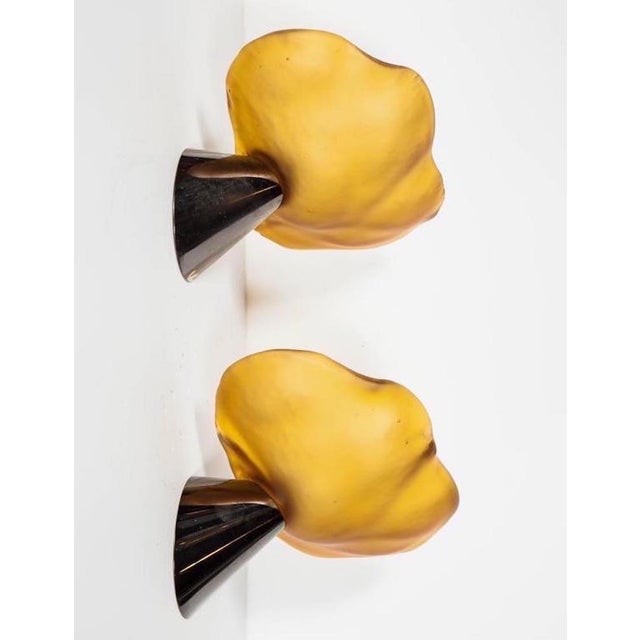 Itre Pair of Italian Art Nouveau Murano Glass Water Lily Sconces by Itre For Sale - Image 4 of 10