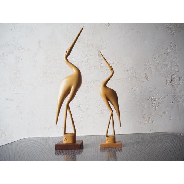 1970s Vintage Herons Statue in Wood, 1970s For Sale - Image 5 of 15