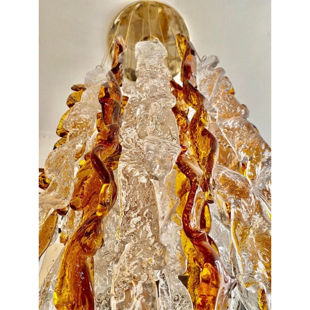 AVMazzega Bicolor Murano Glass Cascade Pendant Light from Mazzega, 1970s For Sale - Image 4 of 9