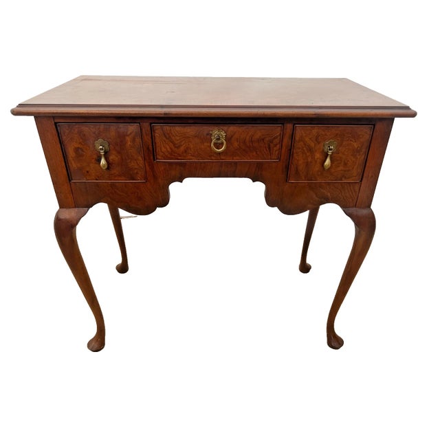 Gorgeous Vintage Petite Size Desk Vanity, Chippendale Style, Three Dovetail Drawers, Solid Walnut, 29" Tall X 16" Deep X...