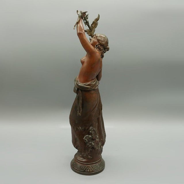Metal Auguste Moreau, Lady with Branch, Late 19th Century, Bronze For Sale - Image 7 of 15
