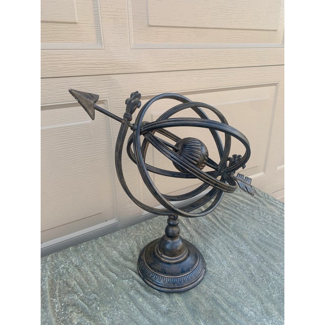 French Country Vintage French Country Iron Garden Armillary Sundial, Classic English Garden Decor For Sale - Image 3 of 10