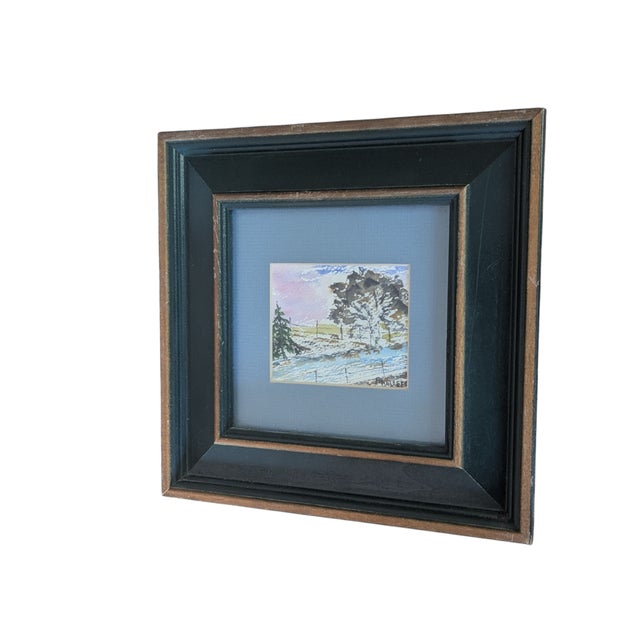 Vintage Original Landscape Farmland Watercolor Painting Signed For Sale In Charlotte - Image 6 of 10