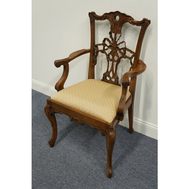 Vintage Traditional Style Ribbon Back Dining Arm Chair For Sale - Image 4 of 11