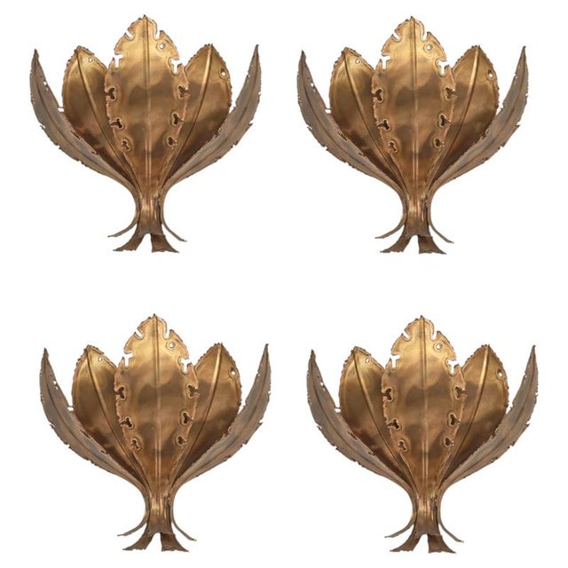 Danish Brutalist Wall Sconces in Flame Cut Brass from Holm Sørensen, 1960s, Set of 4 For Sale - Image 12 of 12