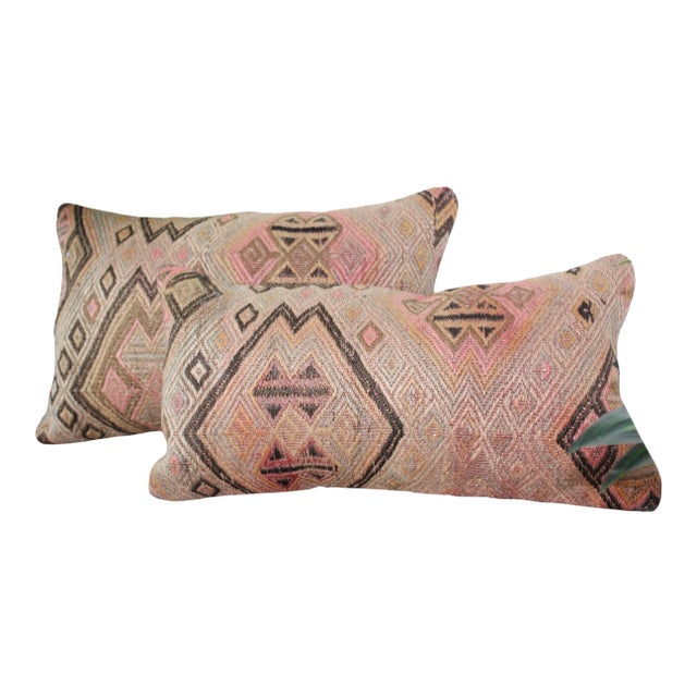 Turkish Kilim Pillow Covers ( Set of 2) - 12" X 20" For Sale