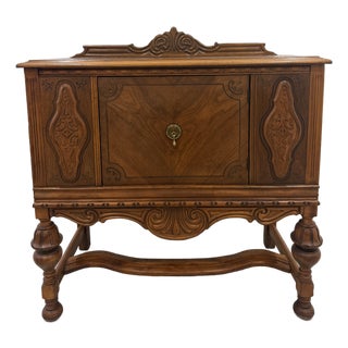 1960s Jacobean Revival Style Sideboard Buffet Credenza For Sale