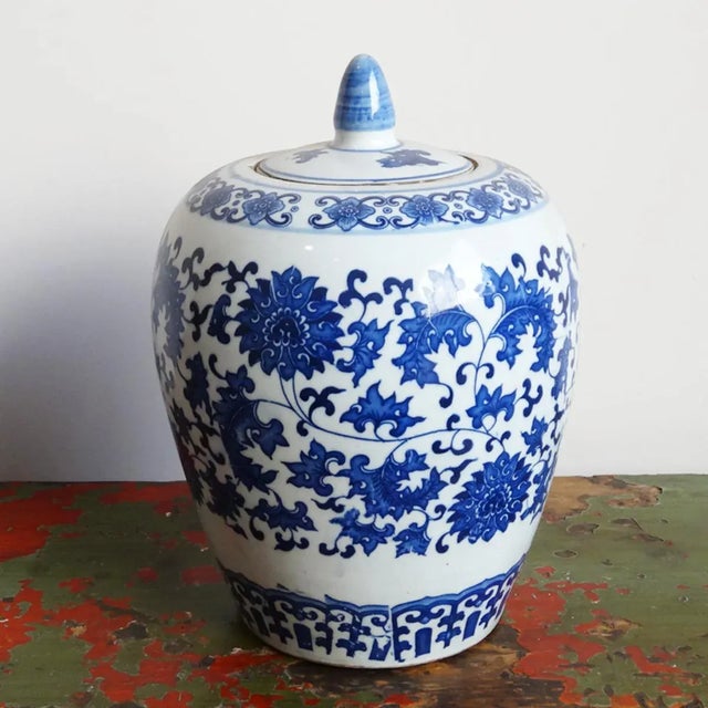 Vintage ceramic painted jar with lid. Perfect for display on the shelf alone or as a pair. Each piece is uniquely hand...