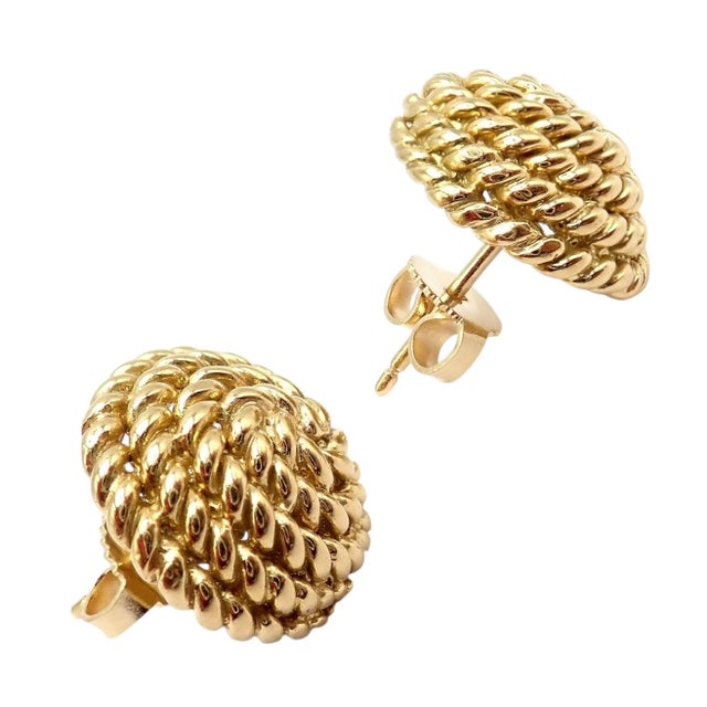 Tiffany & Co. 18k Yellow Gold Rope Coil Vintage Earrings ***These earrings are made for pierced ears. Details: Metal: 18k...