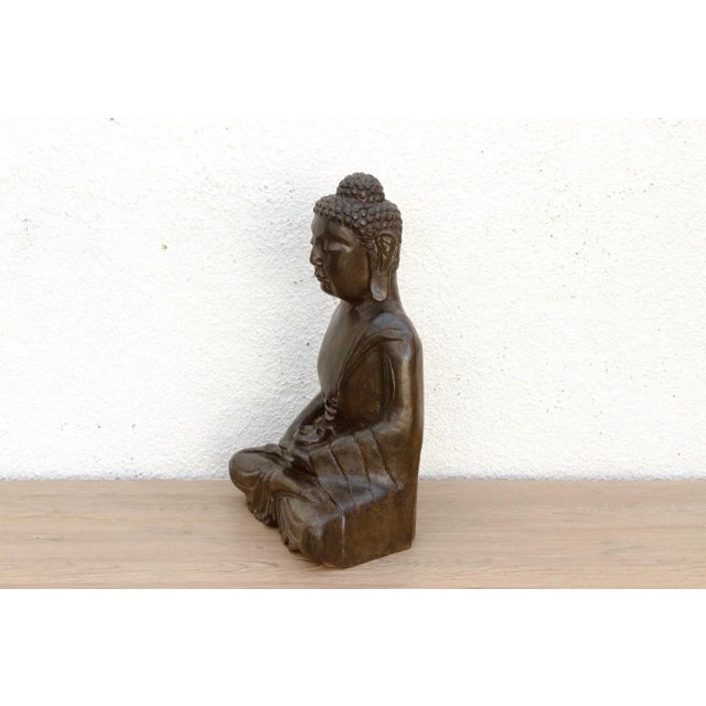 Brown Zen Serenity Polished Stone Carved Buddha For Sale - Image 8 of 9