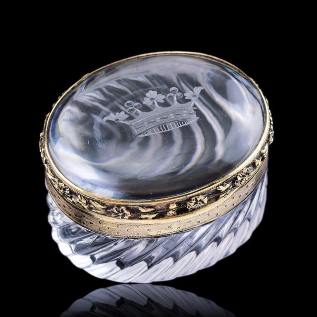 Antique 19th Century French Silver Gilt Mounted Crystal Box For Sale - Image 18 of 18