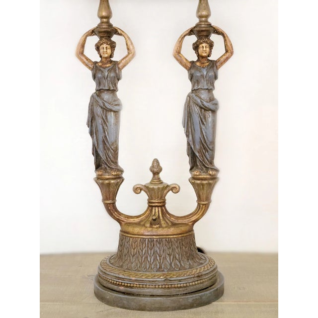 Mid-Century Modern Roman Goddess Candelabra Statue Table Lamp by Fortune Lamp For Sale - Image 3 of 11