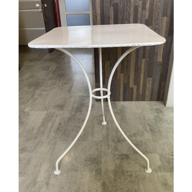 Mid-Century Modern Square White Garden Table in Metal, 1950s For Sale - Image 3 of 18