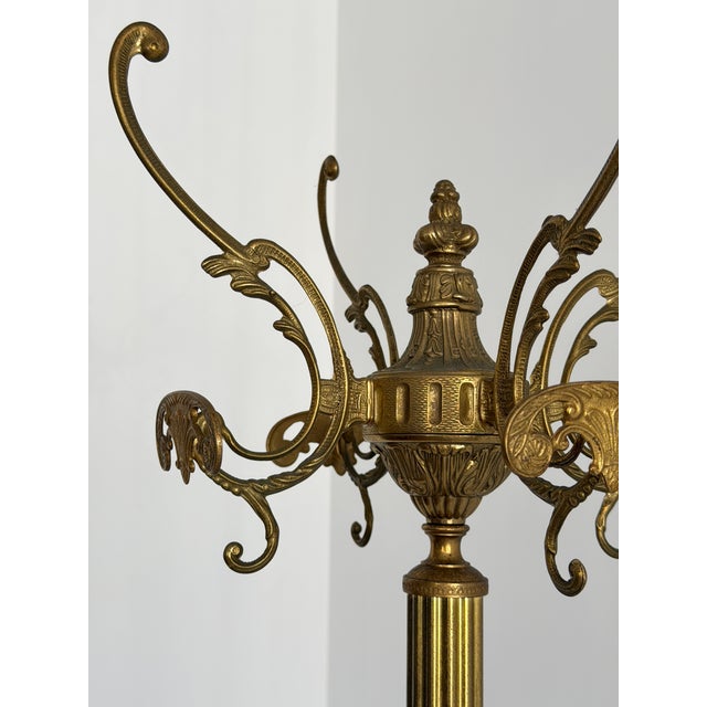 Vintage Italian Brass Coat Rack with Onyx Marble Centrepiece, 1960s For Sale - Image 4 of 18