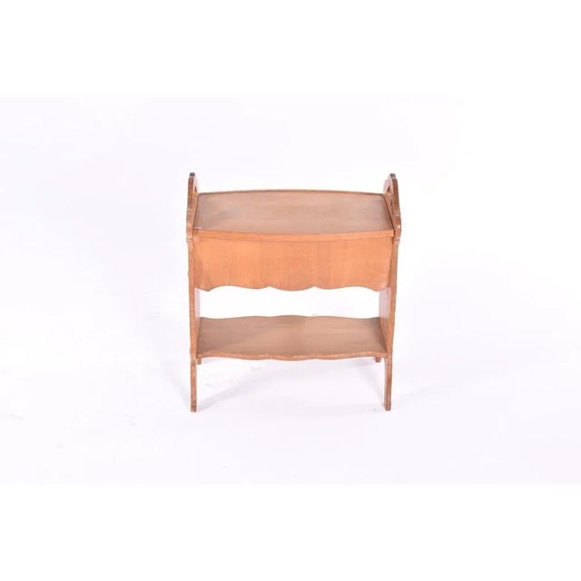 Rustic Vintage Danish Oak Sewing Table For Sale - Image 3 of 4