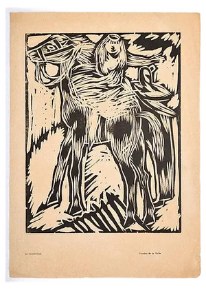 Horsewoman - Original Woodcut Print by Arturo Martini - Early 20th Century Early 20th century