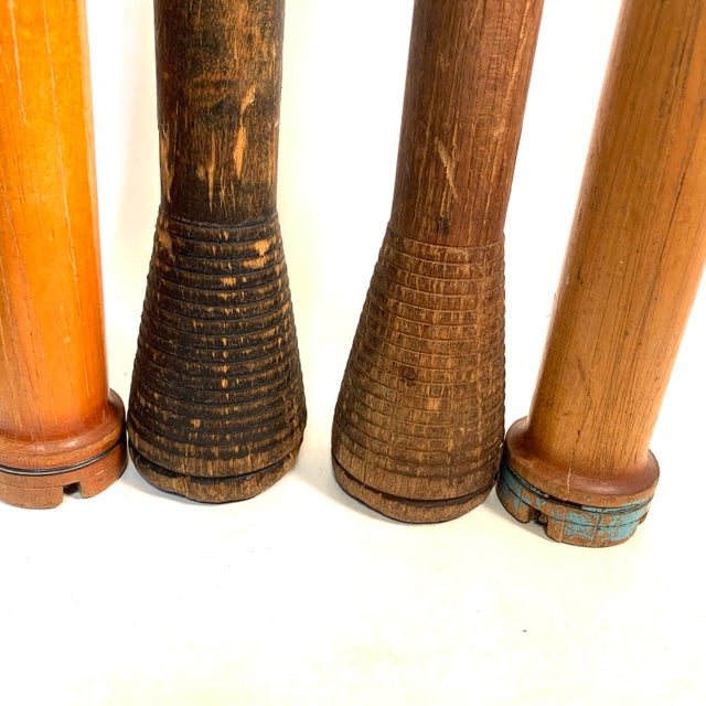 Early 20th Century Wooden Textile Quills Mixed Set of 8 For Sale - Image 12 of 12